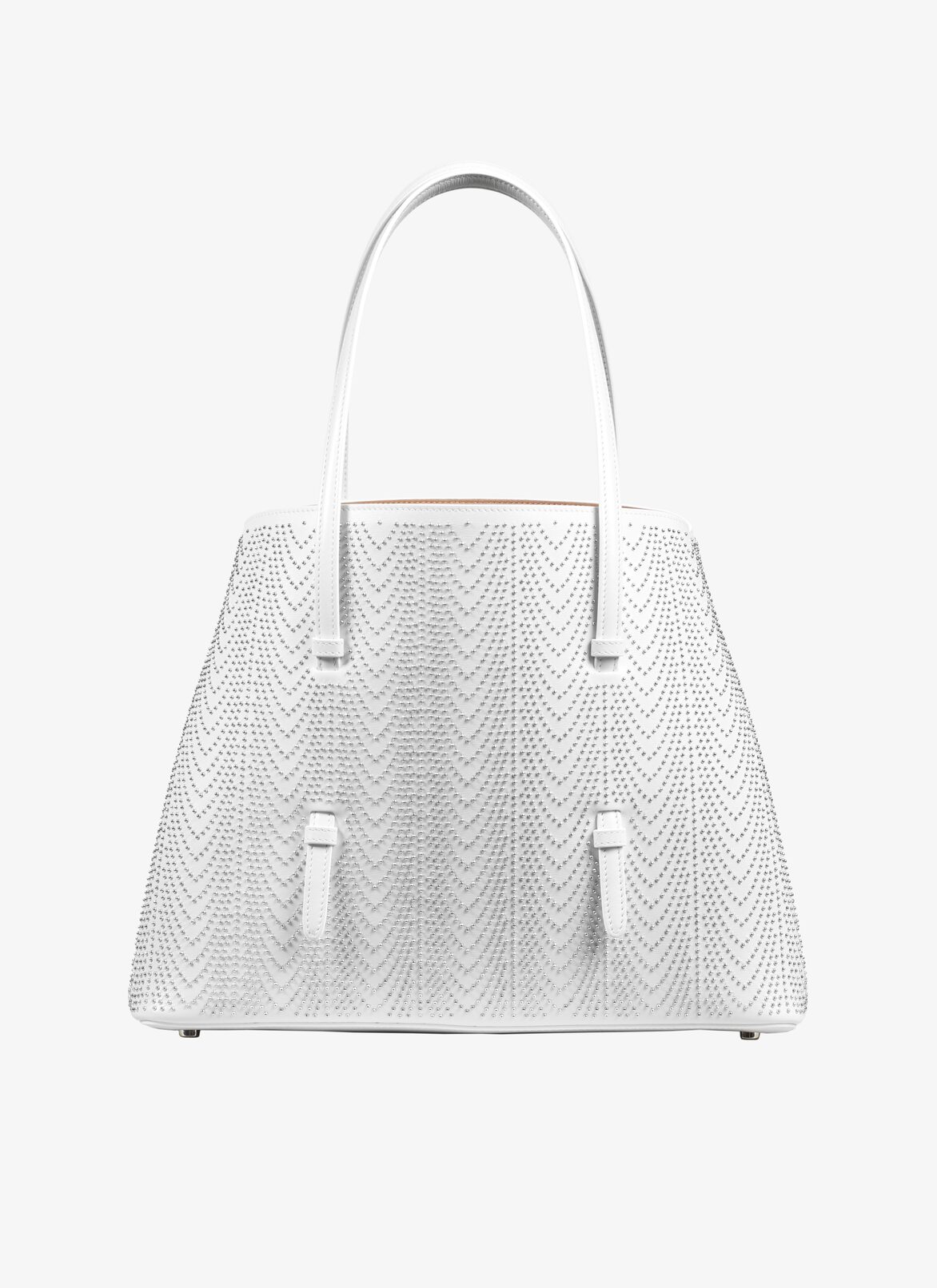 MINA MEDIUM CUIR LUX CASCADE OPTICAL WHITE ALAÏA WHITE  MINA MEDIUM CUIR LUX CASCADE OPTICAL WHITE